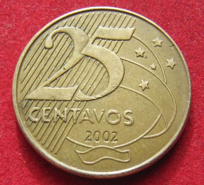 Лот: 18906756. Фото: 1. Бразилия 25 сентаво, 2002 г. Остальные страны