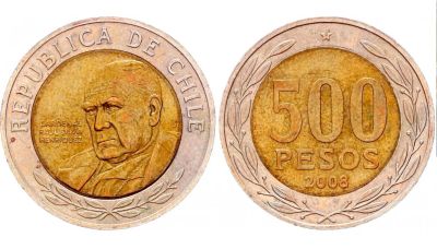 Лот: 24580961. Фото: 1. 500 песо 2008 года. Чили. Америка