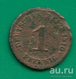 Лот: 9083998. Фото: 1. Германия 1 пфенниг 1910 (т174). Германия и Австрия