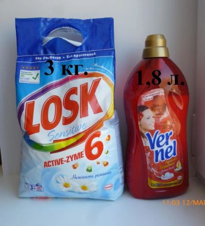 Лот: 11163179. Фото: 1. 3кг Losk+1,8л Vernel. Бытовая химия