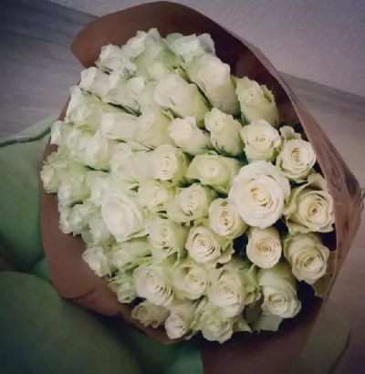 Лот: 12020575. Фото: 1. Букет из 41 белая роза Кения... Свежие цветы