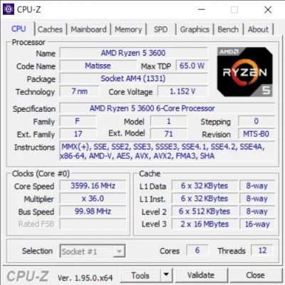 Лот: 17146833. Фото: 1. AMD Ryzen 5 3600 (6 ядер, 12 потоков... Процессоры