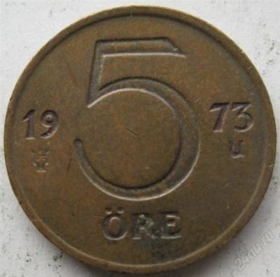 Лот: 1772758. Фото: 1. vz Швеция 5 эре 1973. Европа