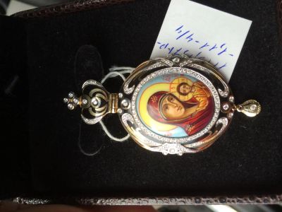 Лот: 4287061. Фото: 1. Золотая подвеска Икона Божией... Кулоны, подвески