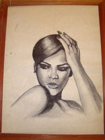 Лот: 3151141. Фото: 1. портрет - Rihanna, акварель, картина. Картины, рисунки