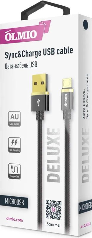 Лот: 22151044. Фото: 1. Кабель DELUXE USB->microUSB 1m... Дата-кабели, переходники