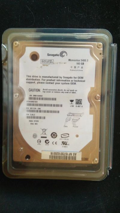Лот: 14539323. Фото: 1. 2шт SATA HDD 1шт - 160Gb 2.5 ST9160821AS... Жёсткие диски (HDD)