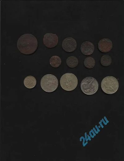 Лот: 713929. Фото: 1. кучка нечищеной меди (деньга полушки... Россия и СССР 1917-1991 года