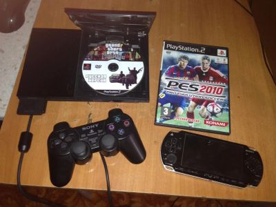 Лот: 3529050. Фото: 1. PS 2 Slim чипованая + PSP. Игровые приставки, консоли