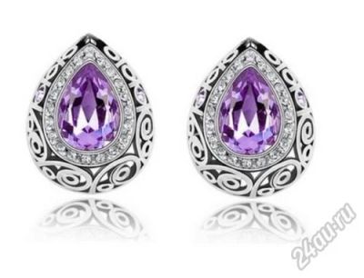 Лот: 5891332. Фото: 1. Серьги "Винтажная капля" Crystal... Серьги, каффы