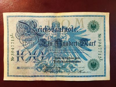 Лот: 19388816. Фото: 1. Германия 100 марок 1908. Германия и Австрия