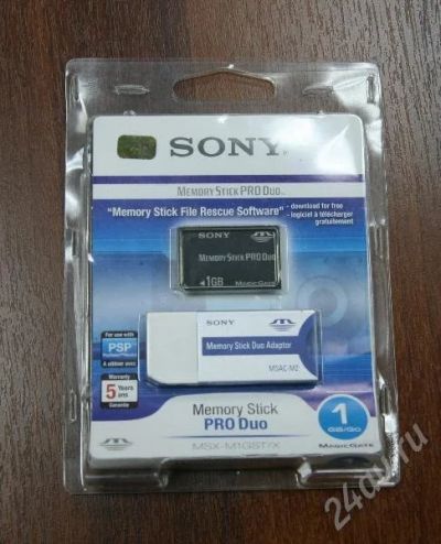Лот: 176156. Фото: 1. Memory Stick PRO Duo 1Gb с адаптером. USB-флеш карты