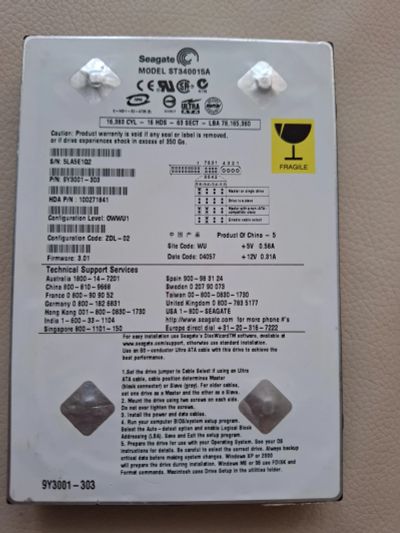 Лот: 25271750. Фото: 1. Жесткий диск Seagate ST340015A... Жёсткие диски (HDD)