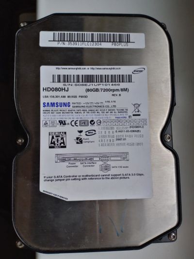Лот: 17436616. Фото: 1. Жесткий диск Samsung 80 GB HD080HJ. Жёсткие диски (HDD)