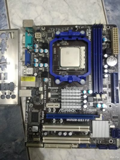 Лот: 13690970. Фото: 1. ASRock 960GM-GS3 FX мать + проц. Материнские платы