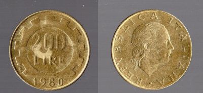 Лот: 24580953. Фото: 1. Италия 1980 год. 200 лир. Европа