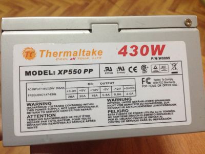 Лот: 9046488. Фото: 1. Блок питания Thermaltake 430w... Корпуса, блоки питания