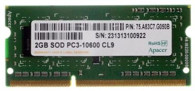 Лот: 18300423. Фото: 1. Apacer 2GB SO-DIMM PC3-10600 DDR3. Оперативная память