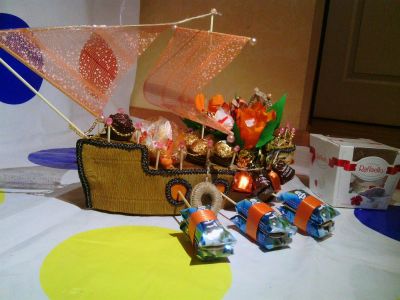 Лот: 3534876. Фото: 1. корабль. Букеты из конфет, игрушек