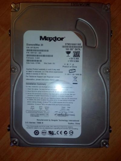 Лот: 4456788. Фото: 1. Жесткий диск 160. Жёсткие диски (HDD)