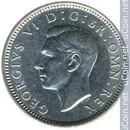 Лот: 8649532. Фото: 1. 6 пенсов Великобритания 1945г... Великобритания и острова