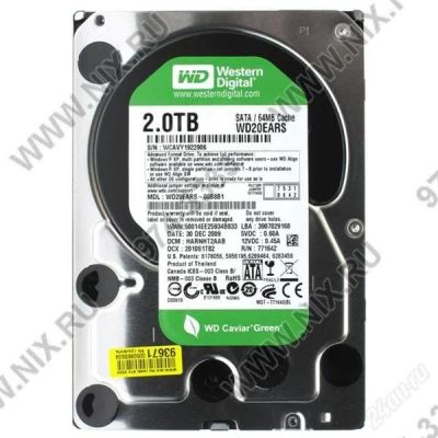 Лот: 1389192. Фото: 1. Жесткий диск WD20EARS. Жёсткие диски (HDD)