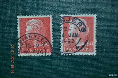 Лот: 9053907. Фото: 1. Марки Дании 1974г. и 1981г. Скульптура... Марки