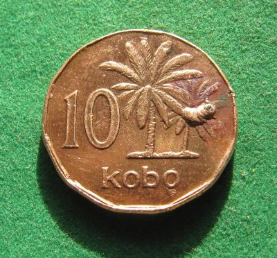 Лот: 19696415. Фото: 1. Нигерия 10 кобо, 1991 г. Остальные страны