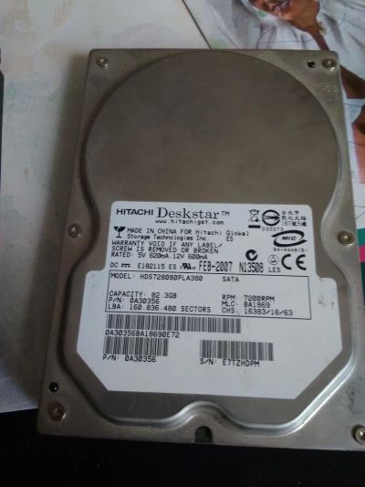 Лот: 11647377. Фото: 1. Жесткий диск hitachi 3.5 80gb. Жёсткие диски (HDD)