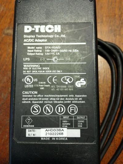 Лот: 9193188. Фото: 1. Блок питания 12V 3A D-TECH. Корпуса, блоки питания