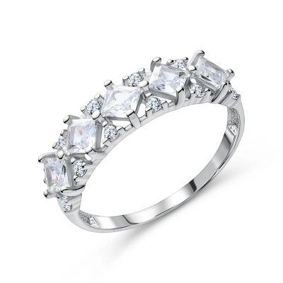 Лот: 23887555. Фото: 1. Серебряное кольцо с фианитами... Кольца, перстни