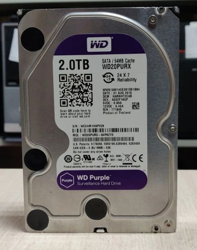 Лот: 20762700. Фото: 1. HDD 2 Тб/WD Purple/3,5''/Sata3... Жёсткие диски