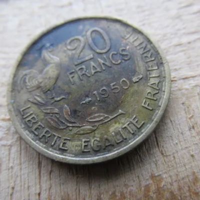 Лот: 24768500. Фото: 1. W Монета 20 франк Франция 1950... Европа