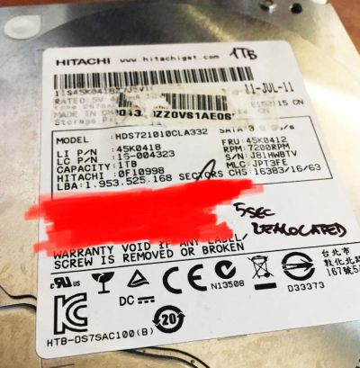 Лот: 25376896. Фото: 1. HDD Hitachi 1TB HDS721010CLA332... Жёсткие диски (HDD)