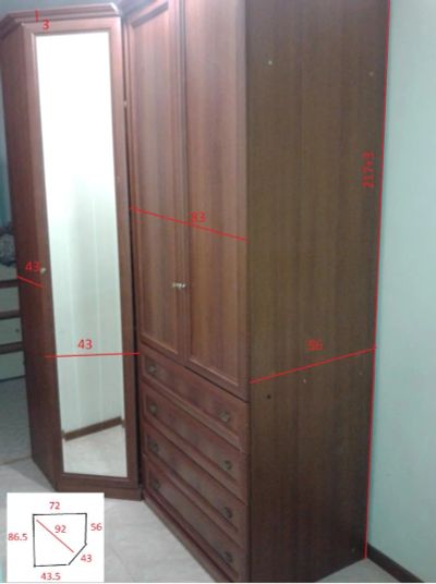Лот: 4880374. Фото: 1. Угловой шкаф(состоит из 2 раздельных... Шкафы, шкафы-купе