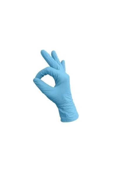 Лот: 11653887. Фото: 1. Перчатки нитриловые голубые неопудренные... Антисептики, защитные средства, медицинские маски