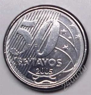 Лот: 1588245. Фото: 1. Бразилия. 50 сентаво 2005г. Толстая... Америка