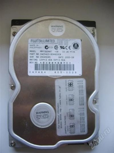 Лот: 2065456. Фото: 1. HDD FUJITSU 20GB рабочий. Жёсткие диски (HDD)