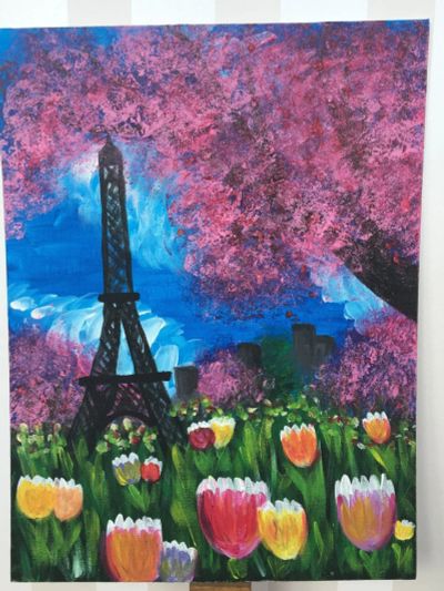 Лот: 9273241. Фото: 1. Картина "Весенний Париж". Картины, рисунки