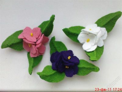 Лот: 835579. Фото: 1. Брошка-фиалка из фетра. Другое (ручная работа)