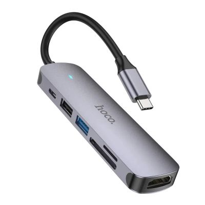 Лот: 19941487. Фото: 1. Type-C Hub Хаб 6 в 1 Hoco HB28... USB хабы