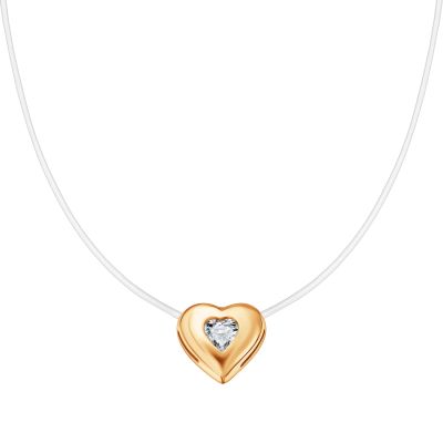 Лот: 23805865. Фото: 1. Серебряное колье на леске Сердце... Цепочки