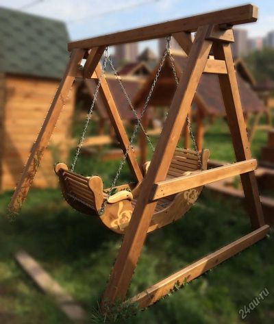 Лот: 5474923. Фото: 1. Качеля уличная деревянная "Смешарики... Всё для ландшафта