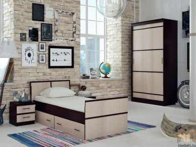 Лот: 10594375. Фото: 1. Кровать Сакура 0,9 м венге/лоредо. Кровати