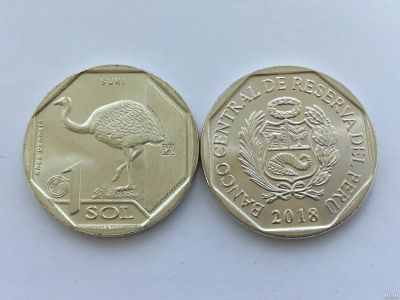 Лот: 13562285. Фото: 1. Перу 1 соль 2018 Страус Нанду... Америка