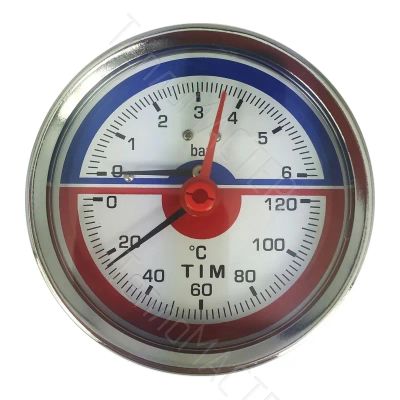 Лот: 24930000. Фото: 1. TIM Термоманометр аксиальный 63мм... Водосчётчики, манометры