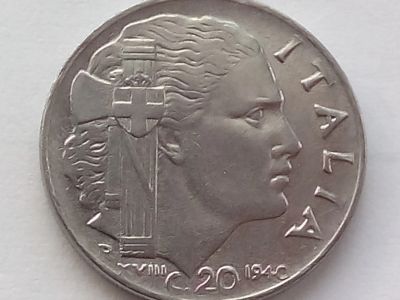 Лот: 16309001. Фото: 1. Монета Италии 20 чентезимо 1940... Европа