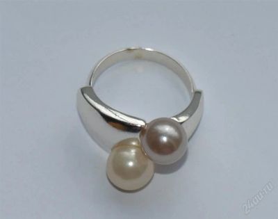 Лот: 1384535. Фото: 1. Кольцо с двумя бусинами. Повторные... Кольца, перстни