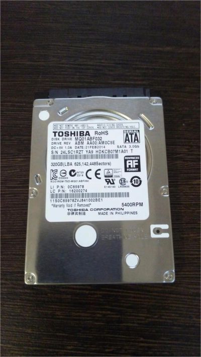 Лот: 7384872. Фото: 1. Toshiba 320GB Slim 2.5. Жёсткие диски (HDD)
