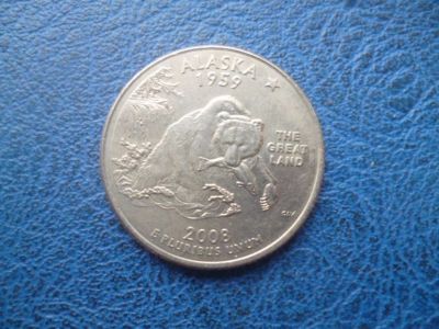 Лот: 11299375. Фото: 1. 25 центов 2008 года Штат Аляска... Америка